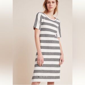 Saturday Sunday by Anthropologie Black and white Striped T-Shirt Dress Size Med